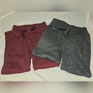 Old Navy Kids Boys Sweatpants in Burgundy and Charcoal With Drawstrings Small